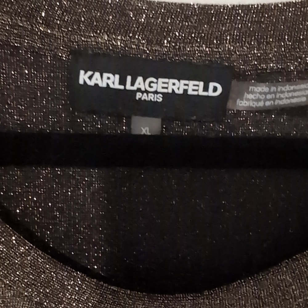 Karl Lagerfeld Banded Bottom Shimmer Top, XL - Picture 2 of 6